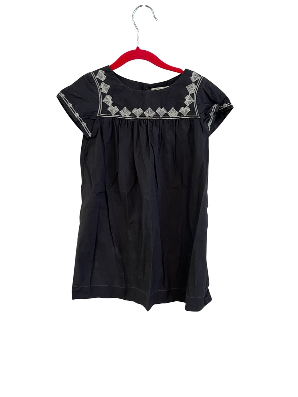 Bonpoint Black Dress with White Embroidery